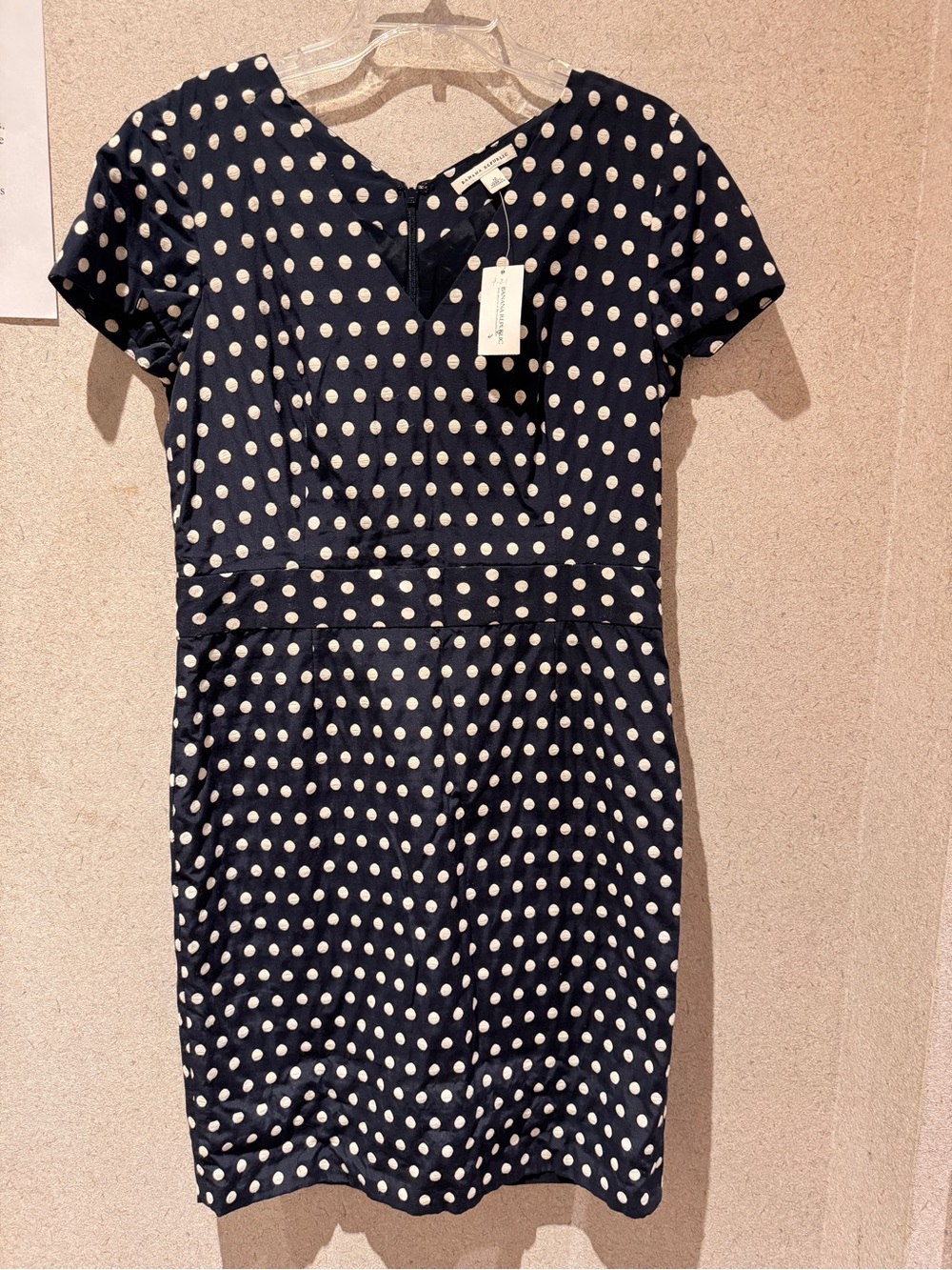 Banana Republic Navy and White Polka Dot Sheath Dress